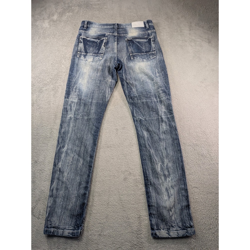 Southpole Mens Skinny Moto Jeans Distressed Blue Denim 34x32 - Picture 3 of 13